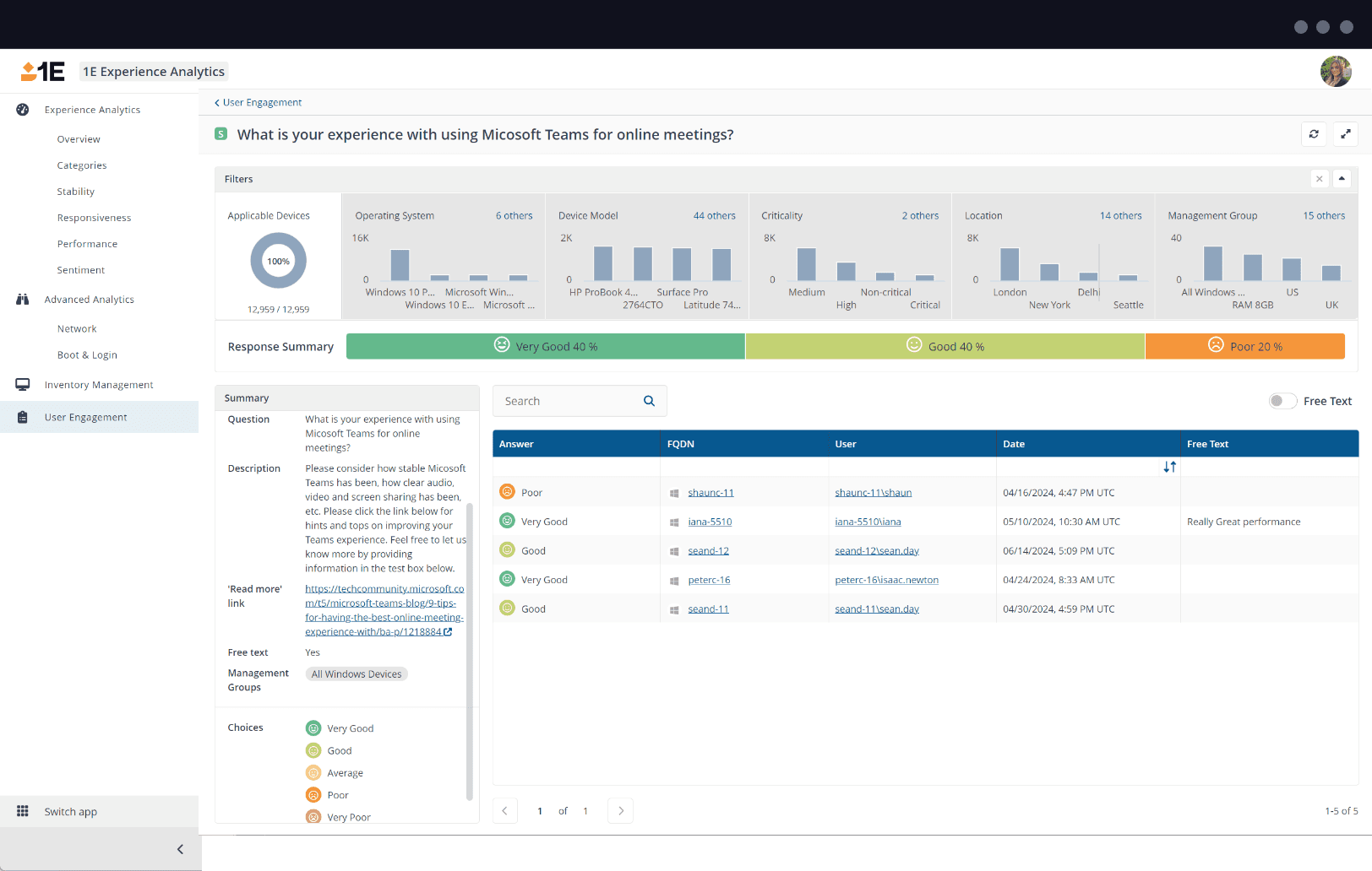 1E Employee Sentiment - Context-aware surveys