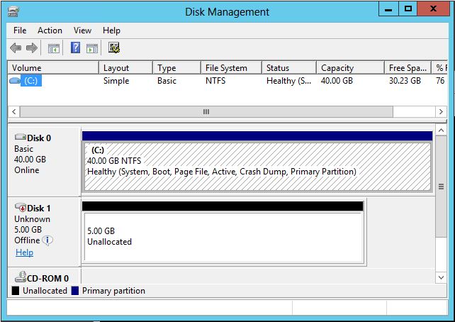 A - First Node Disk Management