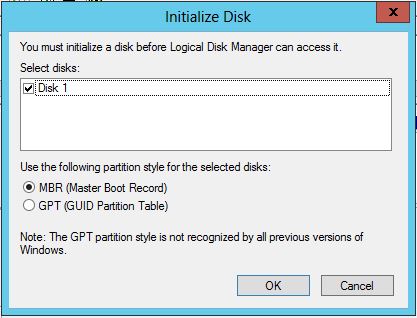 E - First Node Initialize Partition Style