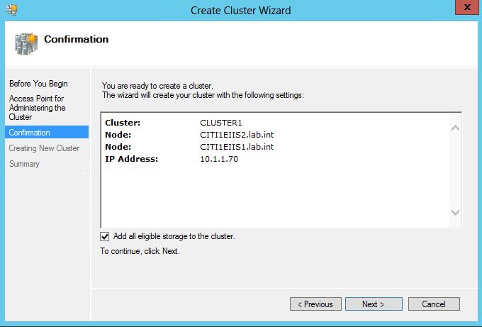 Cluster Creation Confirmation