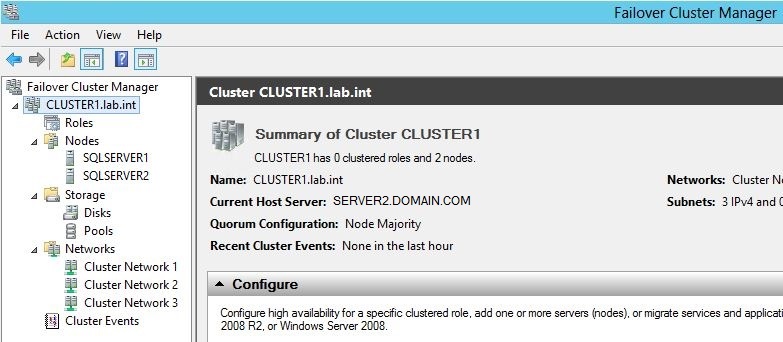 Failover Cluster Console