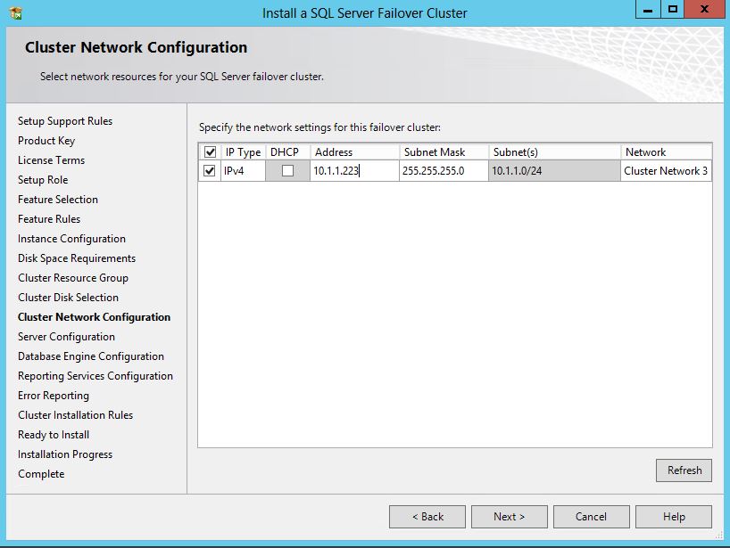 M - Cluster Network Configuration