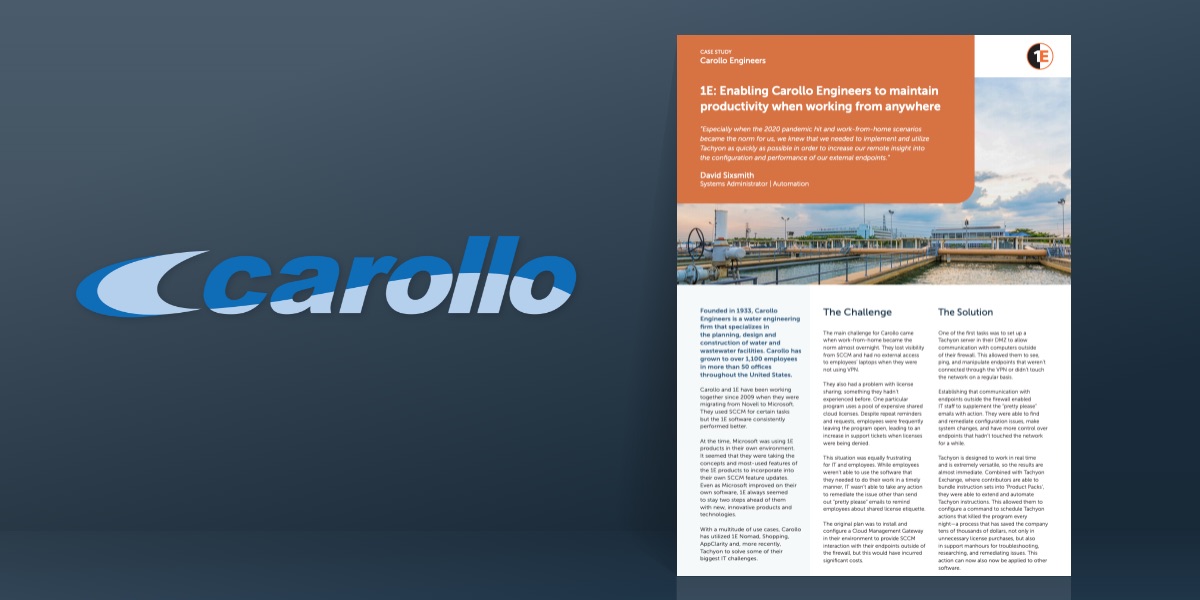 1E: Enabling Carollo Engineers to maintain productivity when working from anywhere